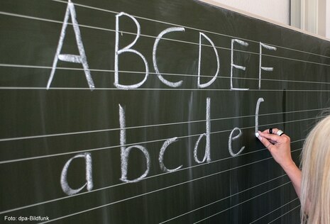 Tafel mit den Buchstaben A, B, C